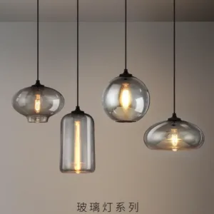 Vintage Ash Glass Pendant Light Home Decor Lamp Lighting for Living Room Industrial Chandelier Lamp for Bedroom