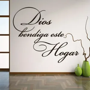1pc Wall Stickers, Spanish Quote Christian Wall Sticker, Dios Bendiga Este Hogar, Vinyl Wall Sticker, Art Wall Decals, Home Deco