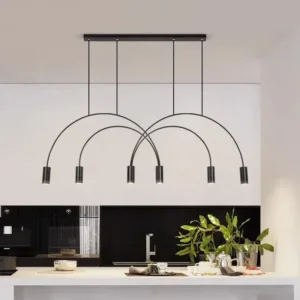 Nordic wrought iron line pendant light creative arched coffee restaurant dining table bar desk lamp industrial style
