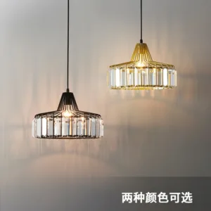 Nordic LED Crystal Pendant Lamp For Kitchen Island Dining Room Round Modern Iron Chandelier Black Area Glass Lighting Fixtures