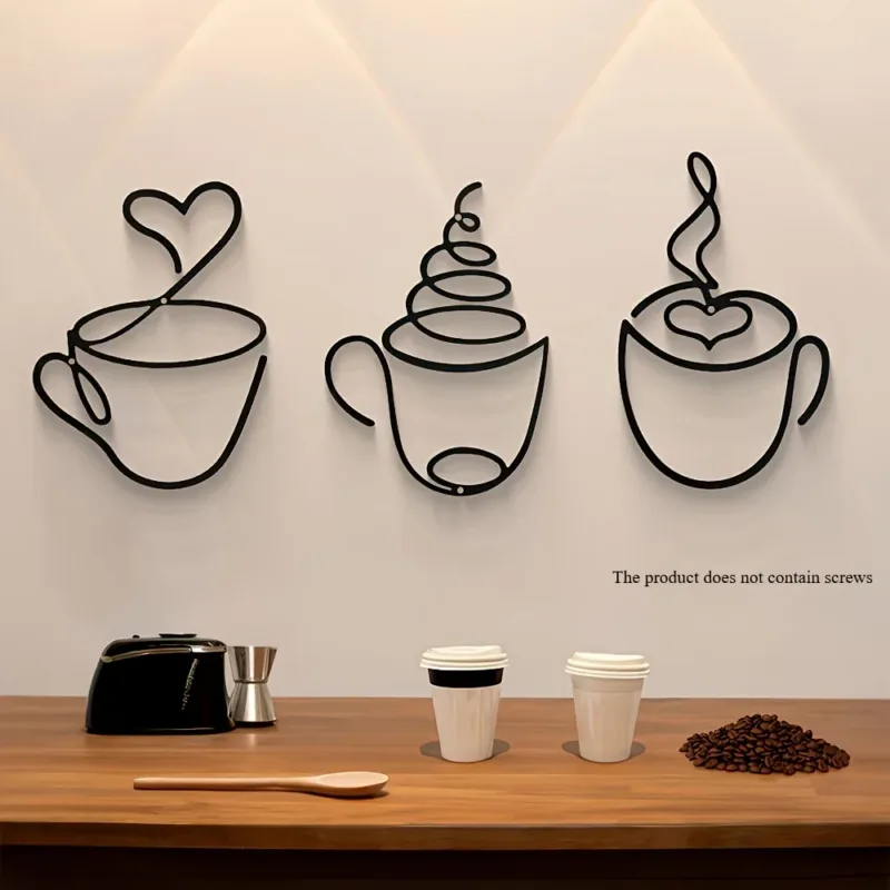 1/3pcs of Creative Coffee Wall Hangings, Coffee Shop Decorations, Interior Wall Decorations, Wall Hanging Iron Paintings