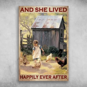 Funny Tin Bathroom Signs The Chickens and She Lived Happily Ever After Metal Signs Vintage Room Decor Aesthetic Wall Art Tin