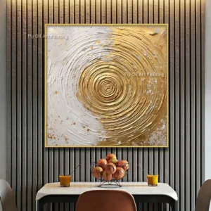 Handpainted Modern Abstract Circular Geometry Gold  Art Picture Oil Painting Wall For Living Room Home Decor Canvas Painting