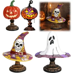 Gothic Witch Hat Pumpkin Table Lamp USB Powered & Lightweight Warm Enchanting Glow & Versatile for Halloween Home Decoration