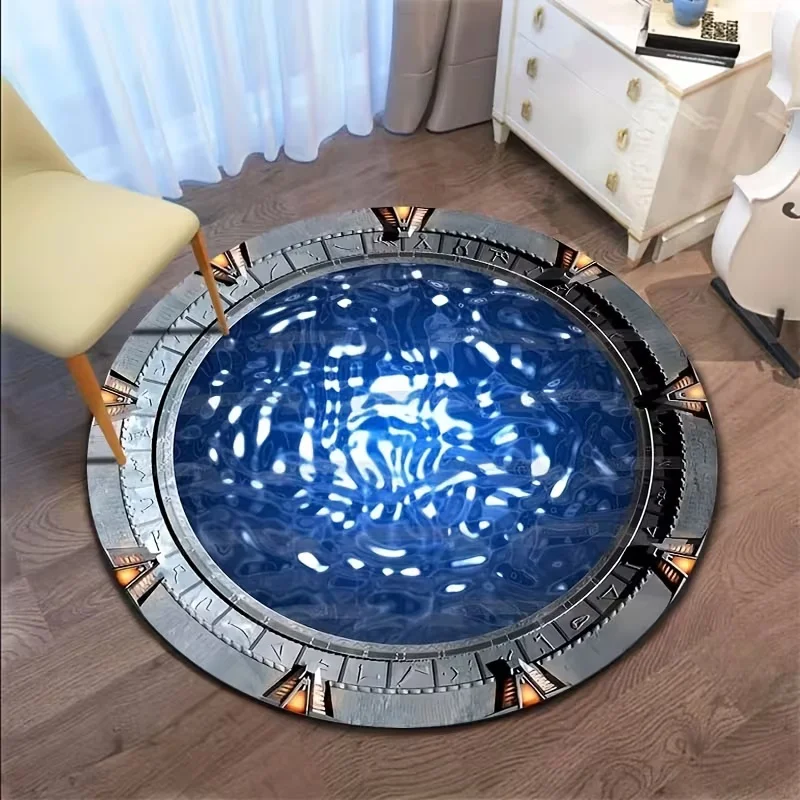 Stargate Round Carpet Movie Rug for Living Room Bedroom Decor Bedside Area Rug Lounge Sofa Anti-slip Mat Nursery Soft Floor Mat