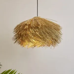 Japanese retro rattan straw hat LED pendant light used for ceiling shop bar living room attic room decoration glossy finish