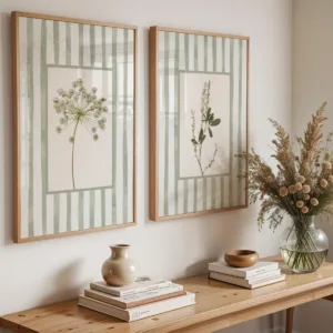 2pcs/set Sage Green Floral Canvas Print Poster Modern Cottagecore Botanical Art Prints Living Room Wall Art Home Decor Poster