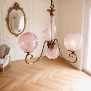 MZISOSOD French Vintage Wrought Iron Glass Chandelier for Living Room Dining Room Bedroom Lighting Fixtures Mid Century
