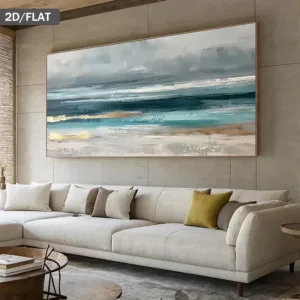 2D Flat Modern Abstract Ocean Wave Canvas Wall Art - Frameless Neutral Canvas Prints Suitable for Bedroom Wall Decortions Gifts