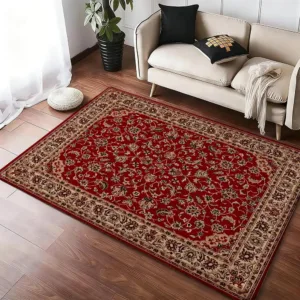 Mysterious Red Persian Carpet Floor Mat Cozy Flannel Soft Thick Non-Slip Mat For Living Room Bedroom Kitchen Decor Rugs