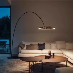 Italian Arc Floor Lamp Gold  Black LED Fishing Ring Light Creative Loft Sofa Living Room Bedroom Corner Dinner Standing Lamp