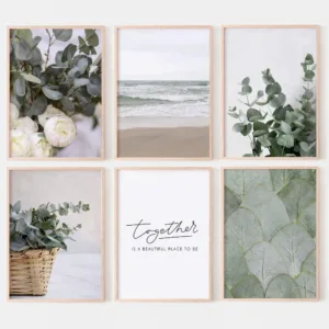 Sage Green Botanical Prints Canvas Poster Eucalyptus Gallery Wall Art Room Decor Boho Green Photography Photo Print Poster Gift