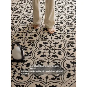VIKAMA French Wipeable & Washable Living Room Carpet Light Luxury Premium Stain Resistant Carefree Bedroom Floor Mats Home Decor