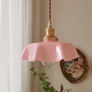 French Retro Cream Brass Pendant lighting Restaurant Glass Retro Brass Pendant light Bay Window Romantic Balcony Bedside Lamp