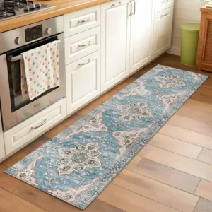 VIKAMA Persian-Style Rug: Stain-Resistant and Non-Slip Entrance Hallway Doormat Kitchen Corridor Runner Home Decor Rug