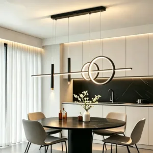 Modern Minimalist LED Pendant Light for Dining Room, Luxury Long Strip Chandelier for Kitchen Island Bar, Contemporary Designer