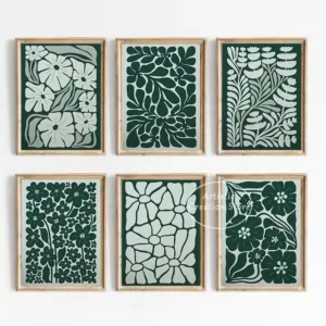 Green Abstract Botanical Bohemian Flower Market Floral Illustration Poster Canvas Painting Wall Art Picture Home Interior Decor