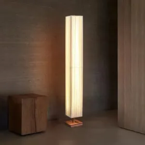 Japanese Wabi Sabi Fabric Wood LED Floor Lamp Decorative Standing Light for Living Room Sofa Side Bedroom Bedside Art Home Decor