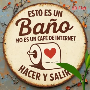 2D Flat, 1pc Vintage Spanish Bathroom Sign - Funny Toilet Paper Decoration with "Bano" & "Hacer y Salir" Phrases - Iron Sign