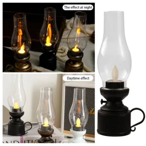 Retro Luminous Kerosenes Lamp Battery Operated Vintage Bedroom Kerosenes Lamp For Shelf Decor，LED Light Tabletop Decoration