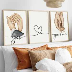 Couple Hands Family Poster Custom Name Art Print Wedding Gift Canvas Painting Love Wall Picture Living Room Decor