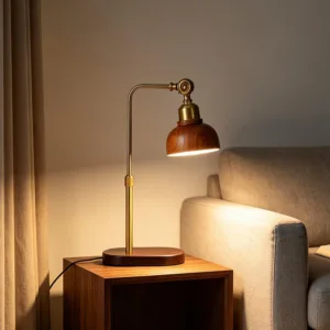 Wooden Table Lamp Three-color Lights Desk Lamp Height Adjustable and Dimmable Brightness Bedside Lamp Night Light for Home