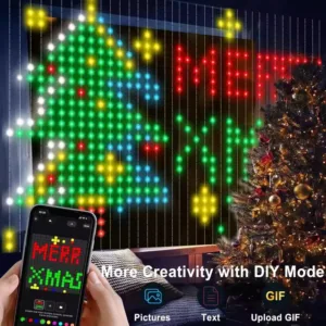 RGB Curtain String Lights Music Sync Text Display Fairy Light App Controlled DIY Christmas Curtain Light Wall Room Decor 3M