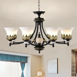 Retro Led Ceiling Chandeliers American Glass Hanging Lamp Suspension Light Fixtures Bed Living Room Loft Indoor Vintage Lustre