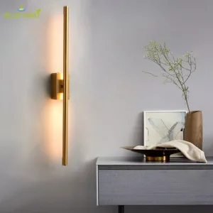 Home Decor Bedroom Bedside Nordic Light Luxury Golden Metal Wall Lamp Simple Creative Living Room Background Long Reading Light