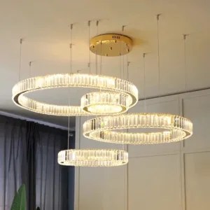 Luxury Crystal Ring Ceiling Pendant Chandelier Lights Dining Table Light Żyrandol Modern Chandeliers for Living Room Home Decor