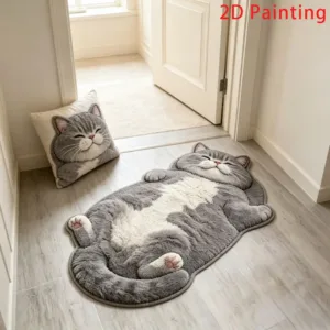 Adorable Fun Cat-Shaped Area Rug Stylish Unique Home Decor Carpet for Living Rooms Cartoon Bedrooms Bedsie Floor Mat Soft Plush