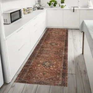 Terracota Boho Kitchen Entryway Hallway Turkish Runner Rug Vintage Persian Style Runner Washable Bohemian Area Rugs