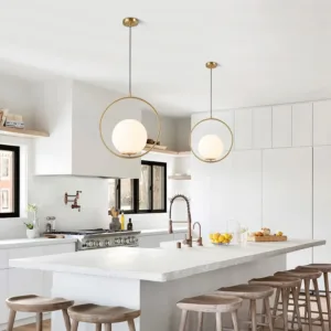 Gold PVC Lampshade Pendant Lights Restaurant Bar Clothing Store Kitchen Island Brass Light Fixture Decor Bedside Hanging Lamp