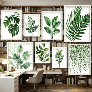 Bohemian Watercolor Tropical Plant Canvas Painting Monstera Banana Leaf Eucalyptus Fern Art Poster Aesthetic Bedroom Decor