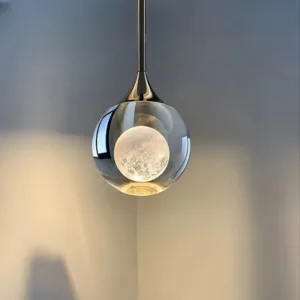 Modern Minimalist Moon Pendant Light Luxury Crystal Chandelier Suspension Ceiling Lamp for Bedroom Dining Room Home Decor