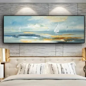 Scandinavian Minimalist Aesthetic Wall Art Nature Abstract Boat Landscape Oil Painting Posters Home Bedroom Living Room Decor