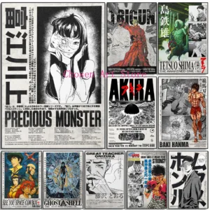 90s Japanese Classic Anime Series Retro Poster Print Canvas Art Pictures Home for Living Room and Bedroom Wall Modern Decor