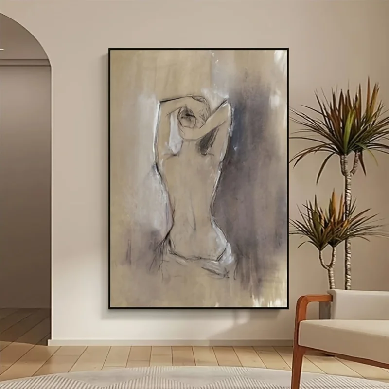 Modern Abstract Female Figure Line Art, Minimalism Painting, No Frame Wall Art for Bedroom, Bathroom, Home Decor