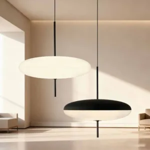 Modern LED Pendant Light Flying Saucer Style 30/50cm Black White Living Room Study Dining Room Interior Decoration Lighting