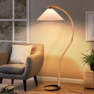 Nordic ARC Floor Lamp Retro Wooden Standing Lamp For Homestay Living Room Sofa Side Study Bedroom Bedside Reading Stand Lighting