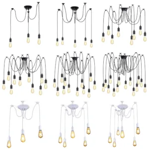 Spider Chandelier Vintage Edison Multiple Ajustable DIY Ceiling Spider Lamp Industrial Hanging Light Pendant Lighting Fixture