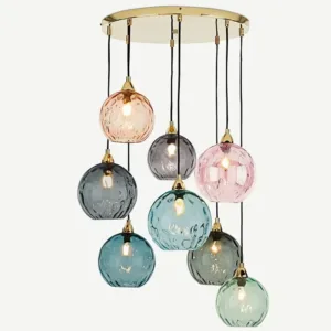Modern Glass Chandelier Led Pendant Light for Living Room Restaurant Classical Colorful Glass Hanging Lamp Fixture Nordic Lustre