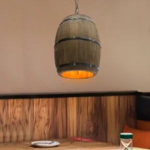 NEWEST Antique Wood Wine Barrel Pendant Lamp Industrial Rustic Hanging Light Fixture Ceiling Lighting for Bar Cafe Restaurant