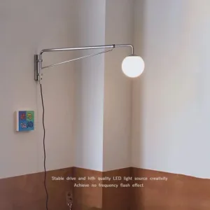Nordic Designer Long-arm Bedroom Bedside Wall Lamp Nordic Simple Retro Telescopic Swing Arm Study Living Room Reading Lights LED