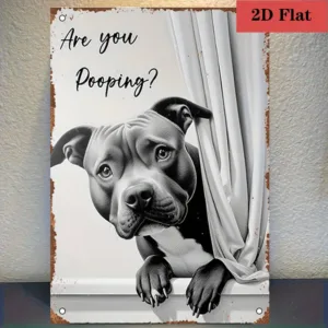 Are You Pooping Funny Pitbull Vintage Iron Metal Tin Sign 7.87x11.8 Inch Bathroom Dog Lover Home Wall Decor