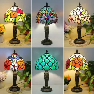 Tiffany Colored Glass Desk Lamp For Indoor Bedroom Bedlight Living Room Study Exquisite Gift Small Desk Lamp