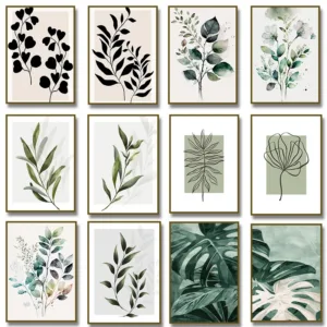Sage Green Botanical Line Neutral Wall Poster Prints Bedroom Wall Canvas Painting Prints for Living Room Home Decor Cuadros