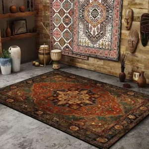 Persian American Retro Carpet Large Area Living Room Decoration Home Ethnic Style Bedroom Rug Cloakroom Lounge Soft Mat Washable