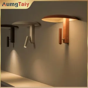 LED Minimalist Creative Mushroom Bedroom Wall Lamp Indoor Decor Lights Rotatable Reading Light for Bedside Aisle Corridor