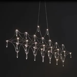 Restaurant Strip Chandelier Postmodern Light Luxury Lobby Front Desk Lamp Designer Minimalist Bar Dining Table Crystal LED Lamp
